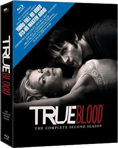 True Blood season 2 DVD art revealed!  The cover art is the same for the standard DVD and Blu-ray box sets, but I went with the Blu-ray box because of the caption in the upper left, touting the badass super HD audio and video features. Still no release date, but Amazon is accepting pre-orders.